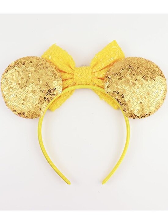 Women\'s Gold & Red Polyester Sequin Bow Mickey Mouse Headband Hair Accessory main image 5